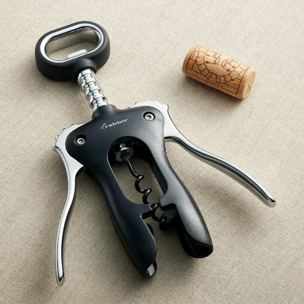 Crate & Barrel Rabbit Winged Corkscrew - Matte Black Wine Opener - NWT Gift